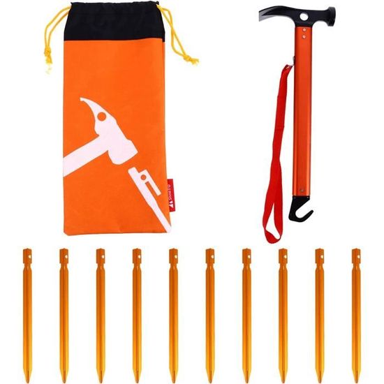 Marteau De Camping Multifonction Avec Crochet - Maillet Tente Aluminium 22 Cm, Extracteur Clous Pour Plein Air