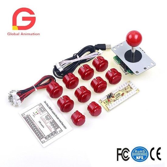 Kit De Pièces D'arcade LetCart – Joystick Sanwa + 10 Boutons + Encodeur USB Zero Delay – DIY Pour PC, MAME, Fight Stick – Compatible Windows 10
