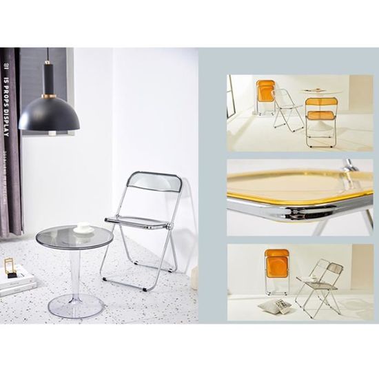 Chaise de salle à manger pliante transparente jaune ViyiDuo - Style moderne - 1 PCS - 46 * 46 * 77 CM