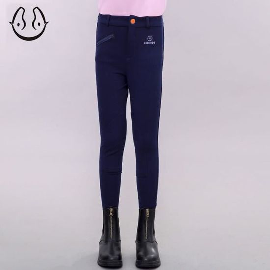 Pantalon D'Équitation Pour Enfants – Mélange Coton/Lycra, Extensible, Avec Poche Zippée