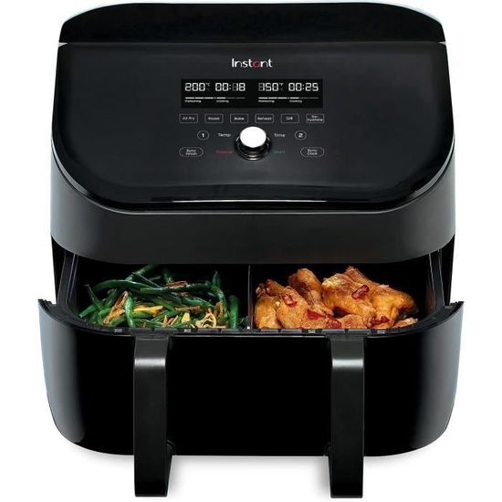 Instant Pot Vortex, Friteuse Sans Huile Électrique 4 En 1 - Multicuiseur Avec Fonctions Friteuse à Air, Pâtisserie, Rôtir Et Chauffe-Plat, Minuteur - Puissance 1700W, 5.7 L - Couleur Noir