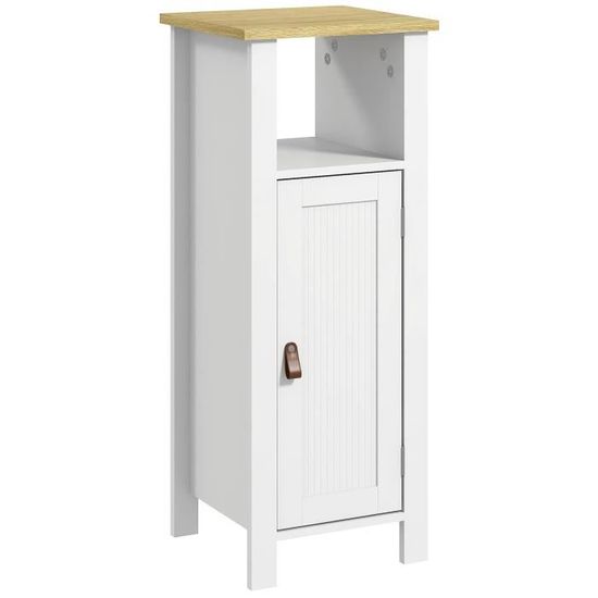 Armoire Salle De Bain Blanche Avec étagères Réglables - Meuble Rangement 60x30x80 Cm - Design Moderne, Portes à Panneaux, Pieds Réglables - 4
