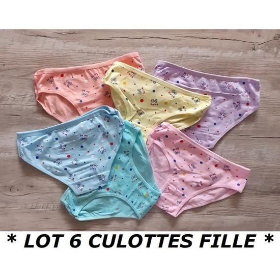 LOT 6 CULOTTE FILLE Taille 3 5 ANS COTON ENFANT BOXER SLIP coloris melanges Cdiscount Pret a Porter