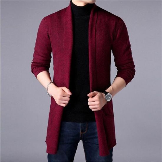 Cardigan élégant Poches Cardigan Homme Col Châle - Tricot épais, Boutonné, Poches, Décontracté Et élégant Vêtement Homme