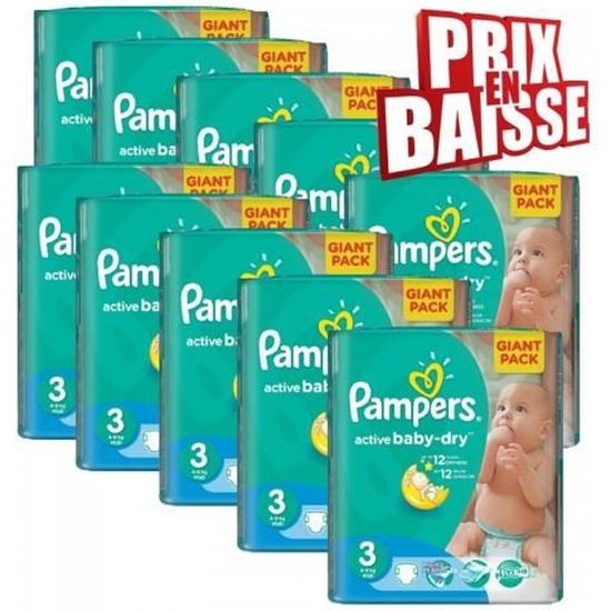 165 Couches Pampers Active Baby Dry taille 3 Cdiscount Puériculture & Eveil bébé