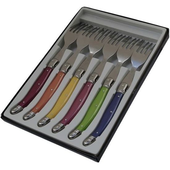 Coffret 6 Cuillères à Café Laguiole Pradel - Manche Gris Marbré, Acier Inoxydable - Boîte Vitrine Inclus