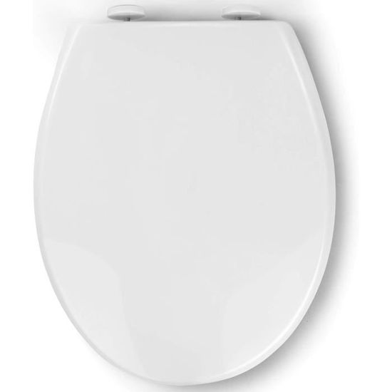 Abattant WC Pipishell - Fermeture Douce, Dégagement Rapide Par Bouton, Charnière Réglable, Forme Ovale (Couleur Gris)
