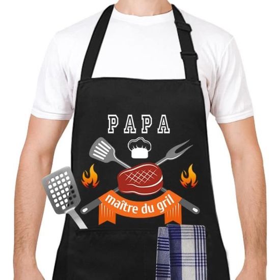 Tablier Barbecue Homme Yontree - 80x60cm - 100% Coton - 2 Poches