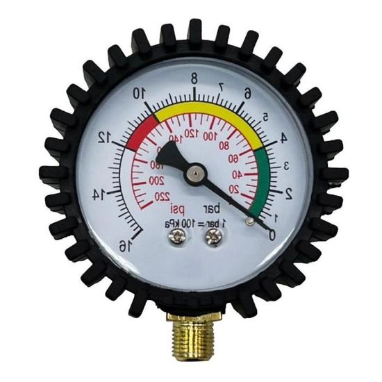 Manomètre De Pression Des Pneus 0-220 PSI Avec Gonfleur - Compatible Compresseur, Pour Voiture, Moto, VTT