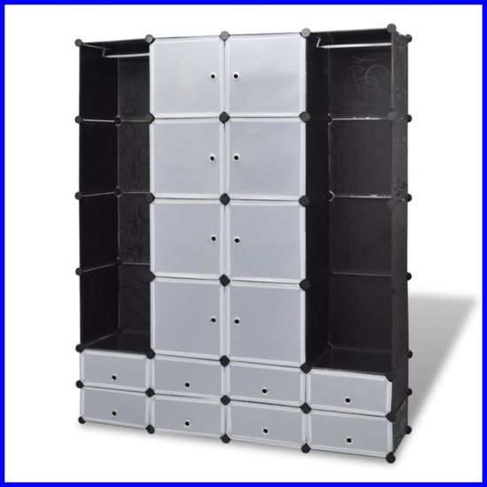 MAGIC SELECT Armoire Modulaire, Étagères Modulaires, Armoire Organisateur de Vêtements Modulaire pour la Maison, Étagère de Rangement pour Chambre à Coucher, 20 Modules, 3 Barres, 175x140 cm, Blanc