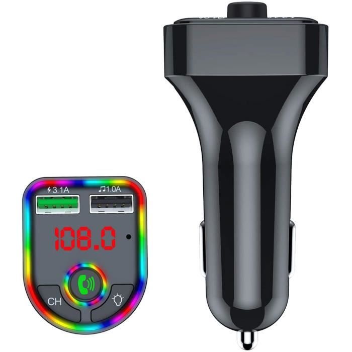 Transmetteur FM Bluetooth 5.3 VOODII - Adaptateur Voiture Avec 2 Ports USB, Lecteur MP3, Appels Mains Libres