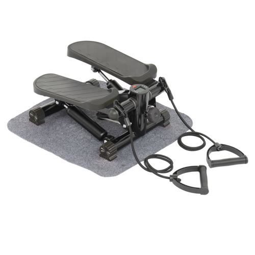 Mini Stepper 2 en 1 avec pédales réglables, Affichage et Cordes Elastiques, pour Fitness et aérobic à la Maison - 40*33*20cm - Noir