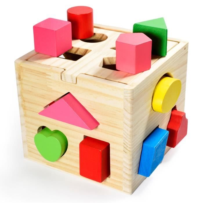Block cube box - cubes de tri pour enfants en bois