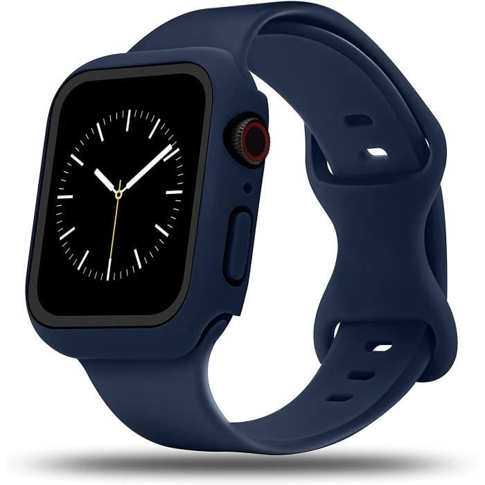 Bracelet +Coque compatible avec Apple Watch Bracelet 42 mm, bracelet silicone compatible avec iWatch Series SE 6 5 4 3 2 1