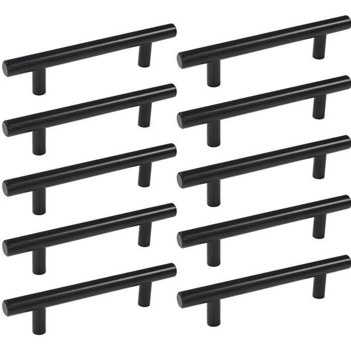 20pcs 128 mm Acier Inoxydable T Barre Noir Cuisine Poignée barre de porte d'Armoire avec Vis