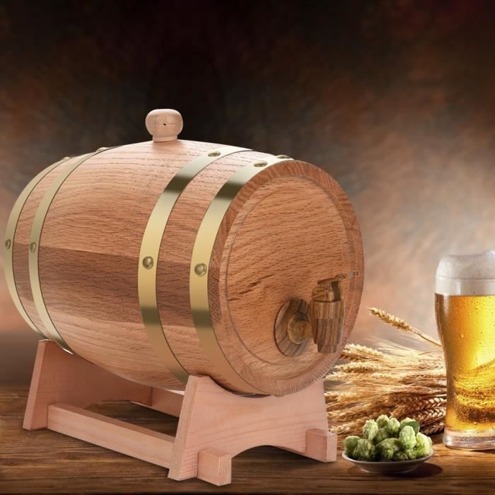 VGEBY 3L Baril de Vin Chêne Bois Tonneau de Vin Avec Distributeur Pour Vin Rouge Rhum Bière 22,5 x 23,5 x 30,5 cm -CYA