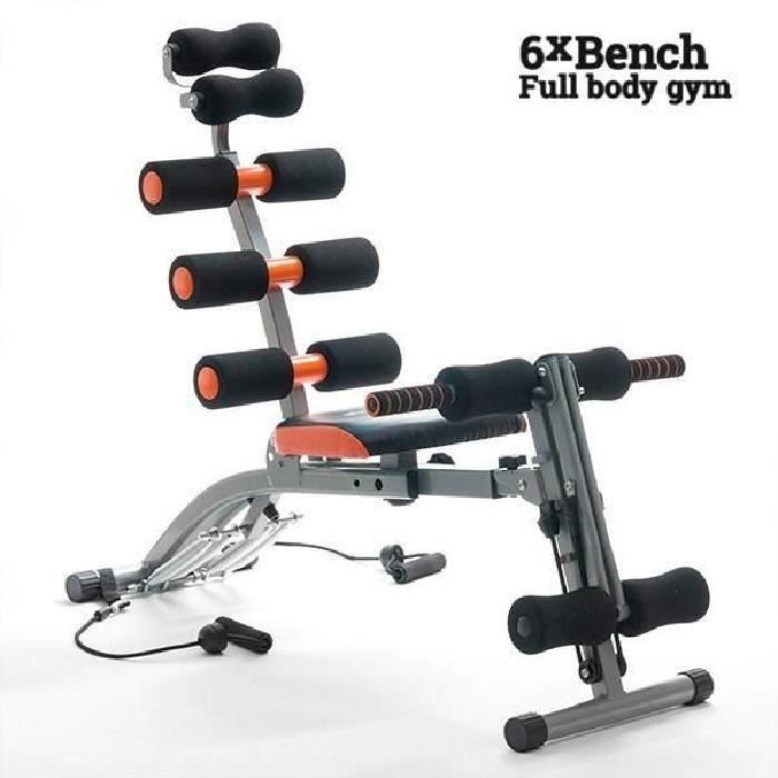 Banc musculation abdo sport abdominaux + tendeurs pour bras réglable