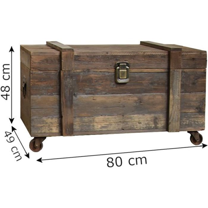 Grand Style ancien Coffre à Roulettes Rangement Bouteilles 80 cm x 49 cm x 48 cm 3000-Malle-