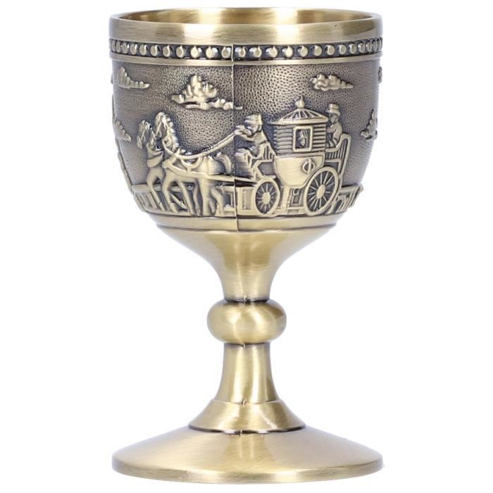 Tbest Gobelet à vin blanc Petite Tasse de Vin Verre à Vin Blanc Fait Main Rétro en Alliage de Zinc Ornement de Maison Vintage