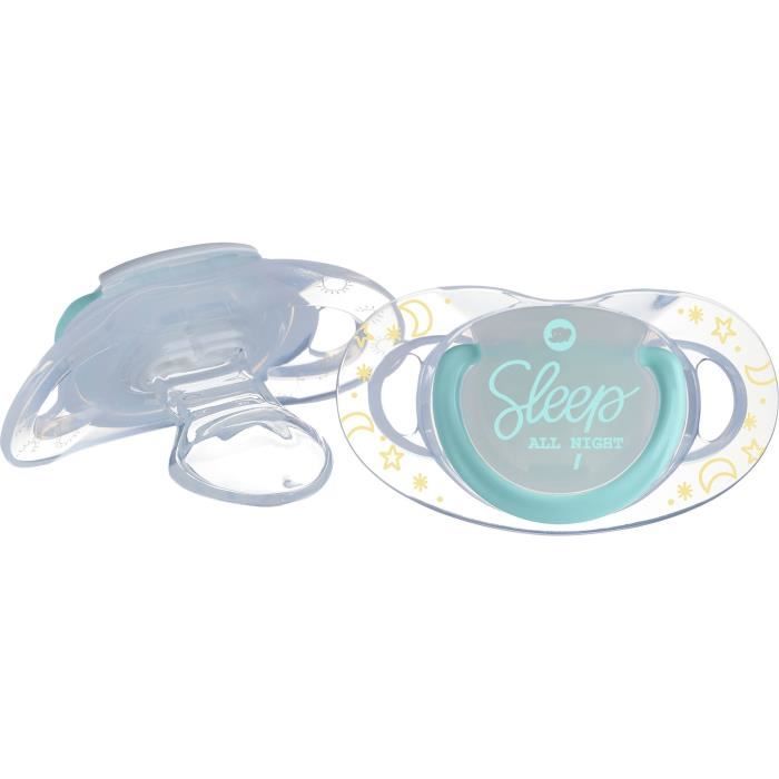BEBE CONFORTSUCETTE DENTAL SAFE - SILICONE 18/36M - X2 - BICOLORE - TAKE ME TO THE MOON (COLORIS MIXES PHOSPHO & NON PHOSPHO)