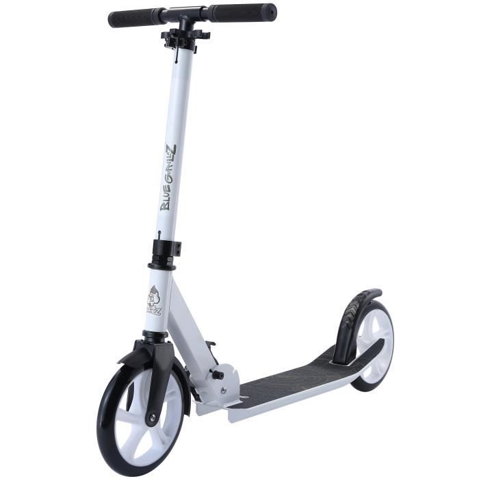 BLUE-GORILLAZ - Patinette-Trottinette - 205mm - pour enfants de 8 ans - City Scooter Low Rider - garçons et filles - Blanc