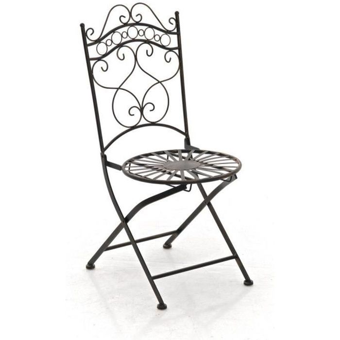 CLP Chaise De Jardin En Fer Forgé Indra Chaise D'Extérieur Elégante, Bronze