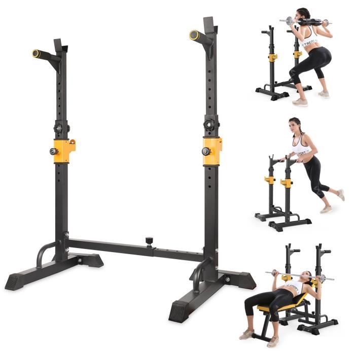 Dripex Support d'haltères Réglable Support de squat, étagère d'haltères avec poignées de trempage Charge Max. 250 Kg
