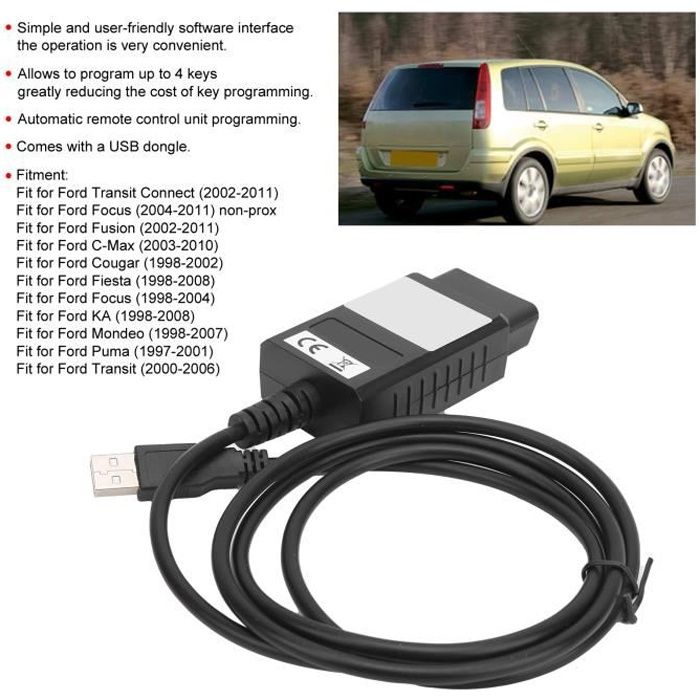 Programmeur de transpondeur Programmeur de Clé de Voiture 4 en 1 Outil de Programmation Correspondance Rapide avec Dongle-150g