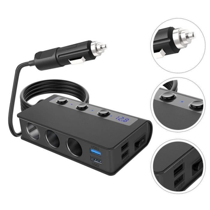Splitter 1Pc de Voiture 4 USB 3 Allume-Cigare Multi allume cigare - prise allume-cigare confort conducteur passager