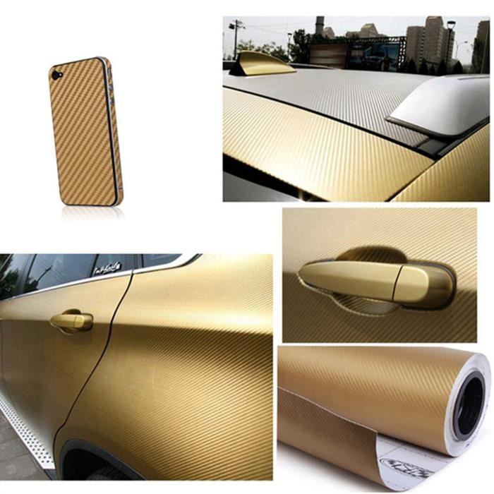 3d autocollant de voiture film de voiture de vinyle de fibre de carbone sticker d'or