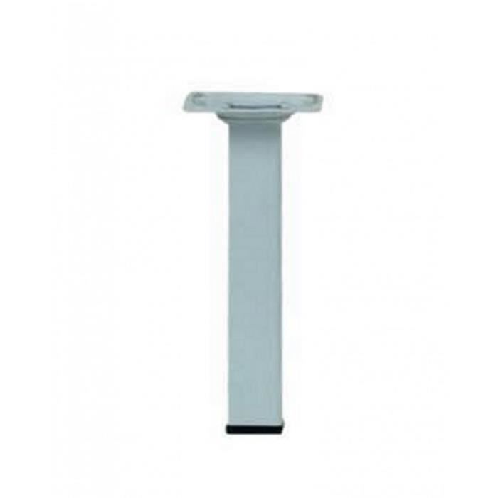 Pied meuble carré HETTICH fixe acier époxy blanc
