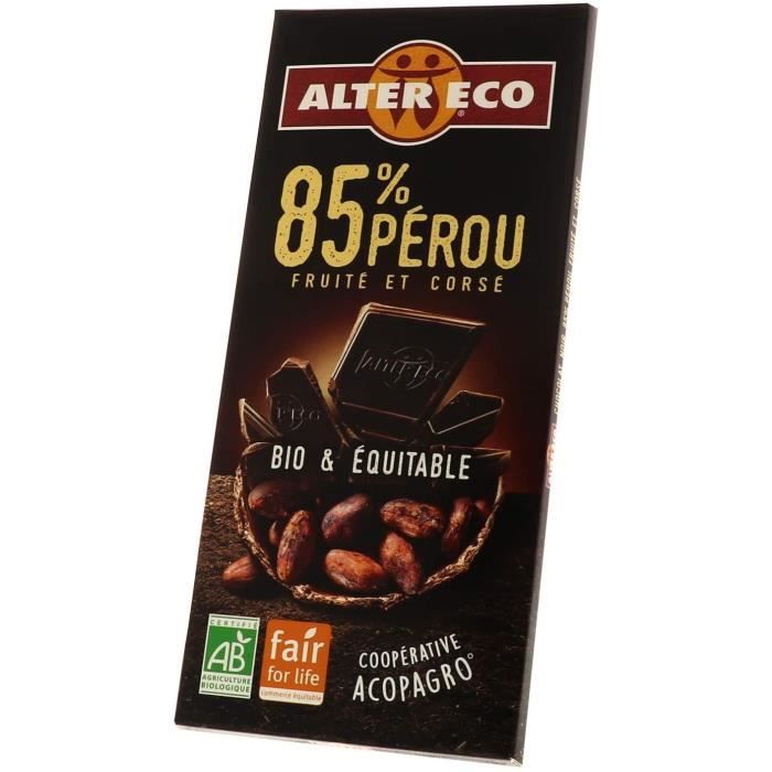 Barre Et Tablette De Chocolat - Eco Noir 85% Bio & Équitable – Fruité