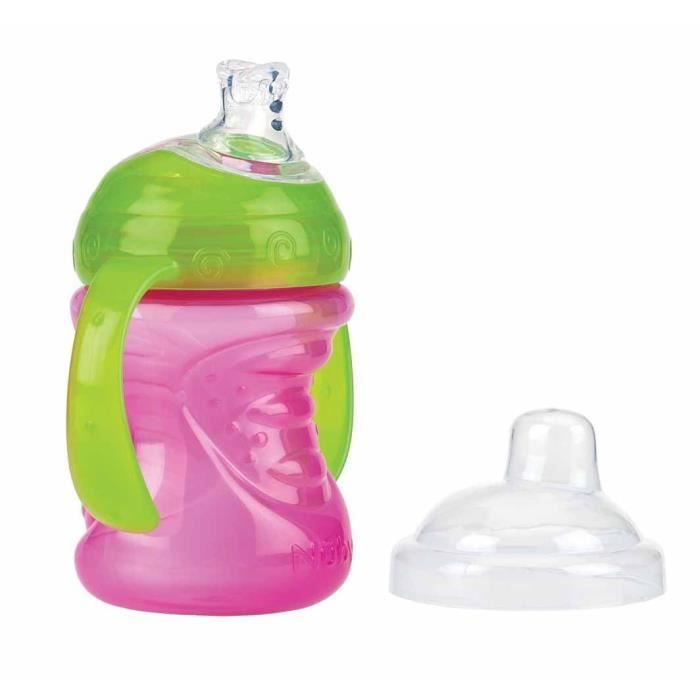 NUBY Gobelet anti-goutte Swirl Clik it - 240 ml - Rose - 6 mois +