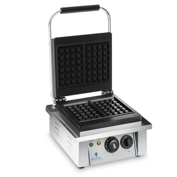 Gaufrier Électrique Pro Inox Gaufres Belges 2000W Gastro Minuteur 15 Min Dimensions 37x32x50cm Royal Catering RCWM-2000-E