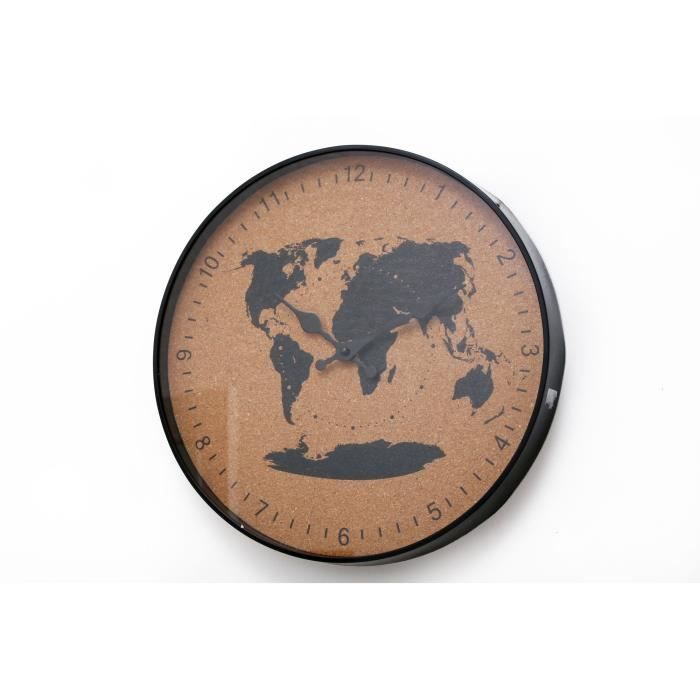 Horloge liège voyage - 35 cm - Noir et naturel