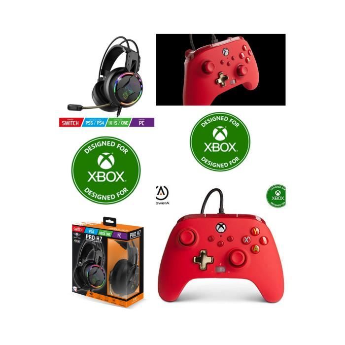 Pack Manette XBOX ONE-S-X-PC ROUGE Officielle + Casque Gamer PRO H7 SPIRIT OF GAMER XBOX ONE/S/X/PC