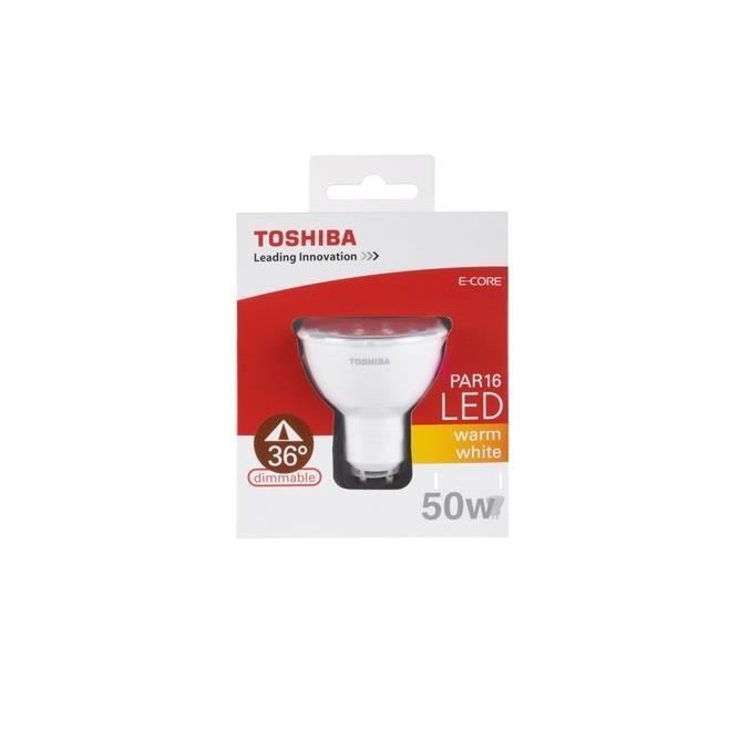 TOSHIBA E-CORE Ampoule LED 36° dimmable, PAR 16 LED 50 W Blanc chaud