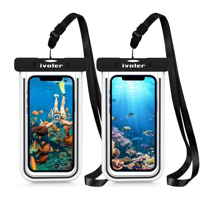 Housse étanche IVOLER IPX8 pour téléphone jusquà 67 - pochette waterproof 30 m verrou pivotant bande réfléchissante