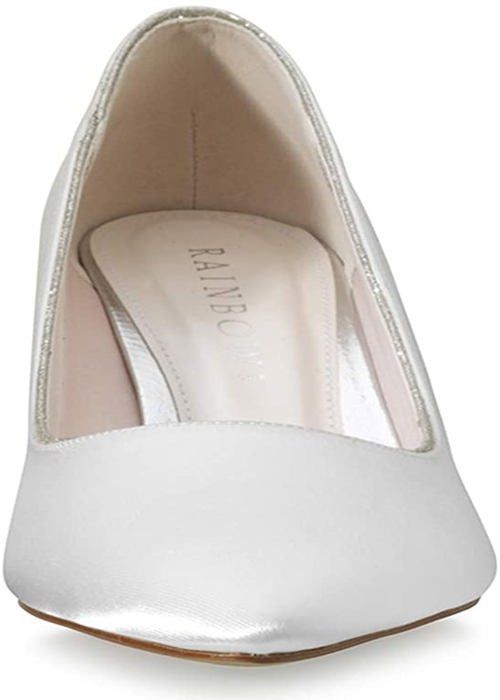 Rainbow Club Escarpins De Mariage Bambi – Satin Ivoire Brillant, Talon Bloc 6,25 Cm, Bout Pointu Élégant