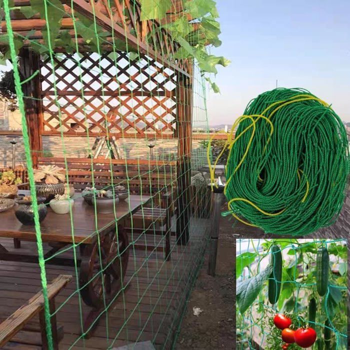 Filet à Plantes Grimpantes 2x3m - Maillage 10x10cm - Pour Concombres, Légumes, Vignes - Polyéthylène Vert
