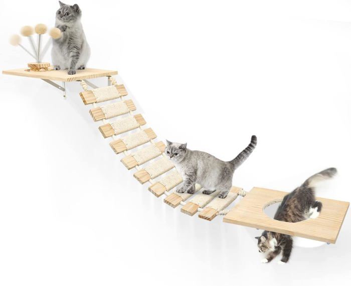 Meilleurs prix pour Pont Pour Chat,25X170 Cm,Grand Pont Suspendu Xxl Avec Sisal Antidérapant,Boule De Voie Et Jouet À Plumes,Mur D'Escalade Pour[M893]