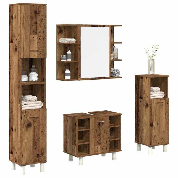 vidaXL Ensemble de meubles salle de bain 4 pcs bois dingénierie armoire de salle de bain placard de salle de bain meuble 3328557
