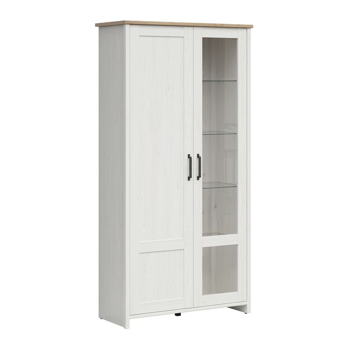 Vaisselier 2 portes Petits-meubles - Aksel - 102 x 43 x 201cm - Blanc et bois Vaisselier 2 portes Petits-meubles - Aksel - 102 x 43 x 201cm - Blanc et bois