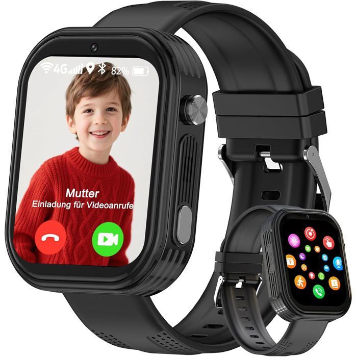 Montre Connectée Enfant，Montre GPS Enfant 4G-Appels Vidéo HD
