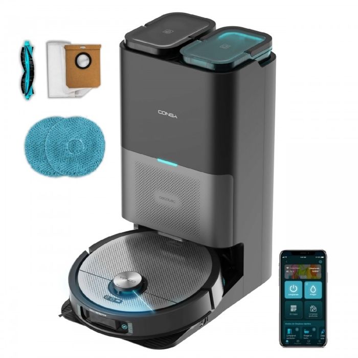 Cecotec Robot aspirateur Conga 15090 SpinArm Home&Wash