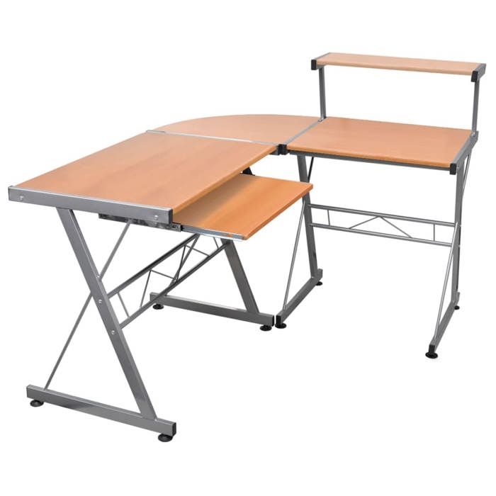 CLARENCEBureau détude/dordinateur - dangle - Marron 132x112x99cm Bois ingénierie EU185205