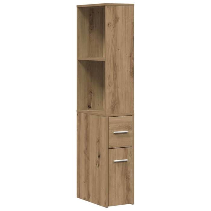 CLARENCE® Armoire de Rangement pour Salle de Bain - Colonne WC - Armoire étroite - avec roulettes chêne artisanal LL0960