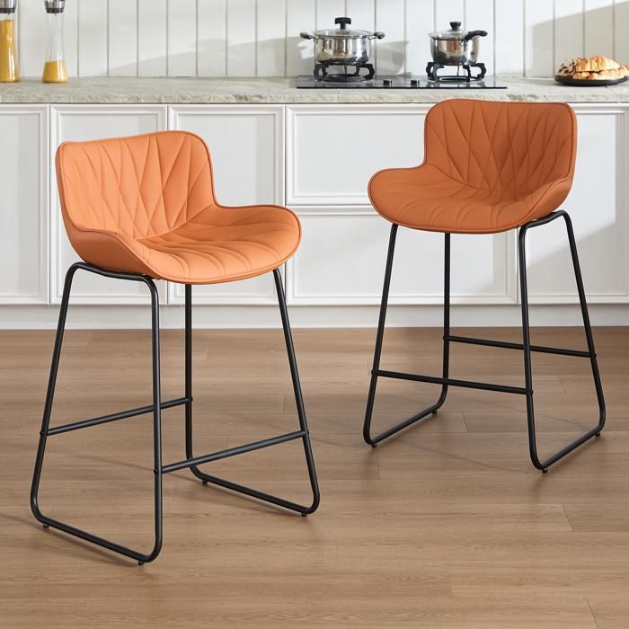 chairus Tabouret de Bar Lot de 2 Tabouret de Comptoir en Cuir PU Chaise de Bar avec Pied Métal pour Cuisine et Ilot Central