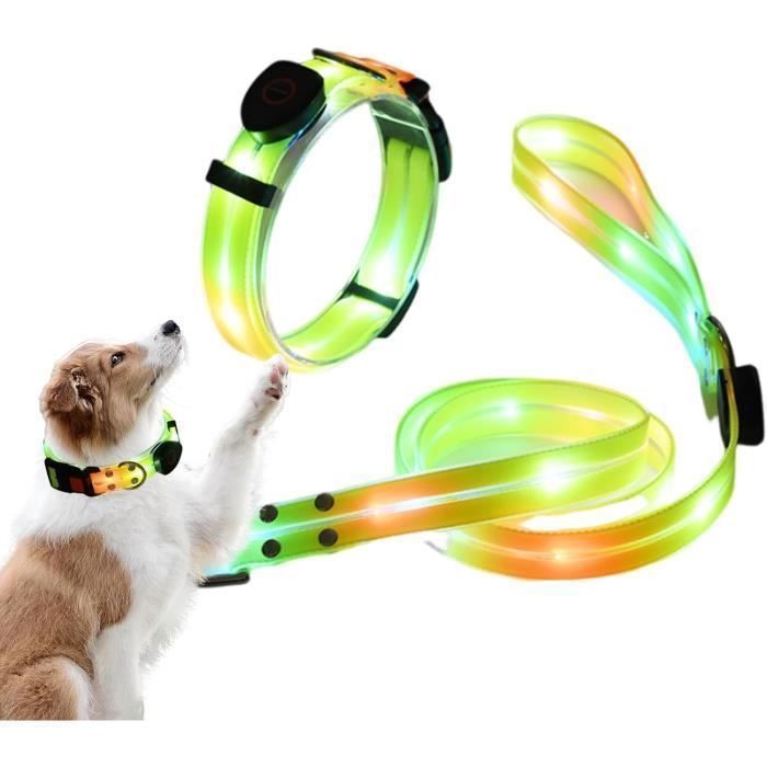 Comparer les prix de Laisses Lumineuses pour Chien pour Promenade Cordes pour Chiens claires avec Colliers 3 Modes dclairage multicolore Multicol LAISSE