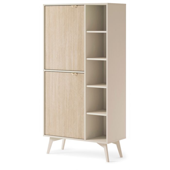 Bibliothèque Komodee TOFINO REG1 Pieds en bois Beige Chêne 38 x 80 x 160 cm Bibliothèque Komodee TOFINO REG1 Pieds en bois Beige Chêne 38 x 80 x 160 cm
